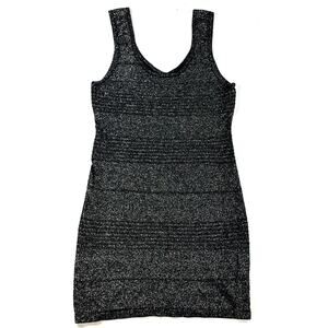 Twentyone Metallic Glitter Black Bodycon Tank Dress Size M Stretch Sleeveless